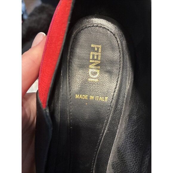Fendi Authentic Black Red Pink Peep Toe High Heel Pumps 9 - Picture 7 of 8